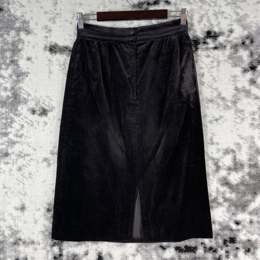 Gunne Sax Skirt Womens Size 11 Black Velour Midi Acetate Casual Comfort